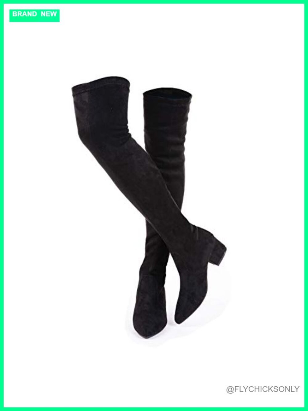 Pointed Toe Over the Knee Boots Faux Suede Block Heel Side Zip Comfort